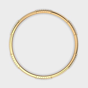 IGI Certified Lab Grown Round Diamond Ribbed Designer <b>Bangle</b> <b>Bracelet</b> in 14K Yellow / White / Rose Gold - Product Image 2