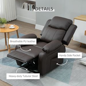 Poltrona Elettrica Robusta e Confortevole in Pelle PU Marrone per Anziani, Facile Controllo Remoto, USB Intelligente per Soggiorno - Product Image 4