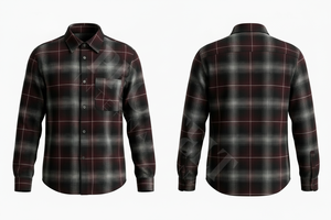 Camisa de vestir a cuadros de franela ligera, elegante y a la moda, de corte ajustado, personalizada, para venta al por mayor, con materiales personalizados - Product Image 3