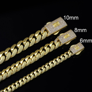 Luxury Gold Tone Cuban Link <b>Chain</b> Necklace Moissanite Clasp <b>Iced</b> <b>Out</b> Hip Hop Statement Jewelry Bold Premium Shine - Product Image 1