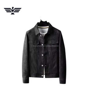 Blouson Trucker Homme en Daim Style Vintage à Boutons, Design Unique, Teint Uni, Logo Frontal, Idéal Hiver - Product Image 1