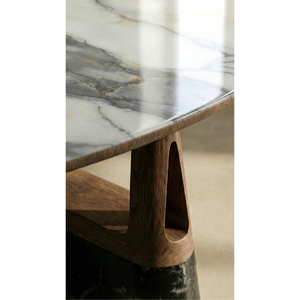 Table à manger en marbre Calacatta Violet de luxe, table en pierre naturelle, pieds en bois de noyer, mobilier de salle à manger moderne, OEM PISANO - Product Image 6