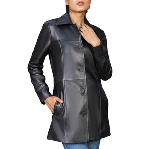 New Design OEM Custom Warm Women Genuine Leather Waterproof Breathable Long Coat In Wholesale High Quality - Product Image 1