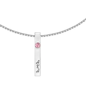 Collier pendentif barre verticale argentée avec accent en cristal rose, breloque rectangulaire fine, chaîne élégante, bijoux de mode pour femmes - Product Image 6