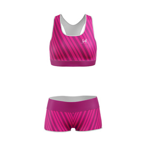 Ensemble de yoga pour femmes personnalisé, col rond, sans manches, léger, en spandex, soutien-gorge de sport et short de yoga, ensemble 2 pièces, respirant, spandex/nylon - Product Image 4