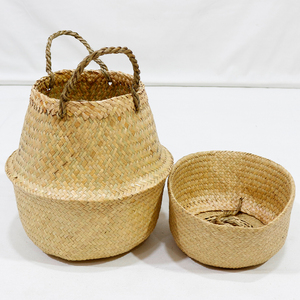 Cesta de Almacenamiento Tejida con Hojas de Palma, Diseño Nuevo, Maceta con Asas Dobles - Product Image 2