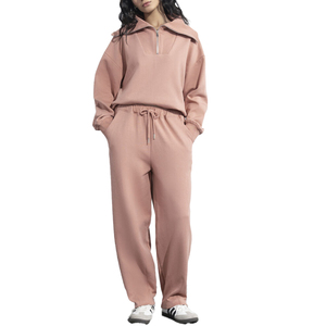 Sweat-shirt à demi-zip pour femme, prix de gros abordable, fabrication sur mesure en usine, couleur unie, sweat-shirt à quart de zip - Product Image 1