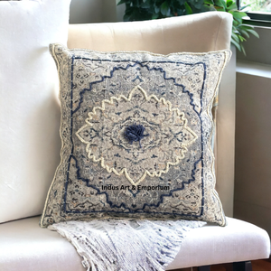 Funda de Cojín Decorativa para Sofá o Silla, Estilo Boho, Hecha a Mano, de Algodón Darrie, con Diseño Geométrico Multicolor y Personalizable, 40x40 cm, Marca Indus - Product Image 5