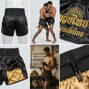 กางเกงมวยไทย MMA คุณภาพสูง แบบสั่งทำ OEM ผ้าไม่ทอ ระบายอากาศได้ดี แห้งเร็ว สำหรับคิกบ็อกซิ่ง มวยสากล - Product Image 6
