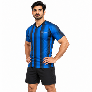 Nouvelle arrivée, maillot de football personnalisé pour adultes, design personnalisé, 100% polyester, haute qualité, couleur et logo personnalisés, séchage rapide, été - Product Image 3
