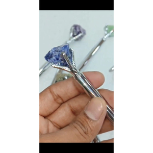 Stylos élégants en argent massif, ornés de pierres précieuses naturelles brutes, cadeaux d'affaires pour l'écriture et les signatures. - Product Image 1