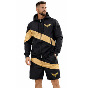 Custom Men Hooded Jacket & Shorts Set Casual Sportswear Tracksuit Summer Windbreaker Two Piece Outfit Streetwear Set - Product Image 2