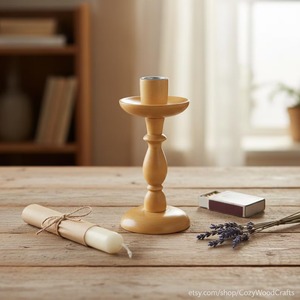 Candélabre en bois élégant avec support en fer pour bougies, idéal pour Noël et les fêtes d'anniversaire, durable et écologique, décoration d'intérieur - Product Image 4