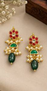ต่างหูทรงกลมประดับเพชรทรงดอกไม้ชุบทองคำขาว 14K สำหรับผู้หญิง ยี่ห้อ Tishya พร้อมเพชรโมอิสซาไนต์เทียม เหมาะสำหรับงานแต่งงาน - Product Image 2