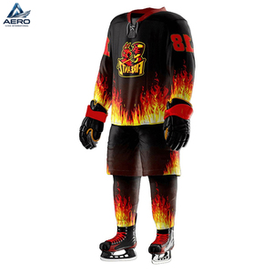 Nuevo Equipo de Hockey Personalizado Premium, Kit de Hockey con Estampado de Fuego por Sublimación Completa - Uniformes de Equipo Duraderos para Uso en Equipo - Product Image 3