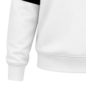 Sweat-shirt blanc à col rond pour femme avec motif graphique « Lettres grecques 1922 » noir et double bandes noires sur les manches, manches longues, style décontracté universitaire - Product Image 4