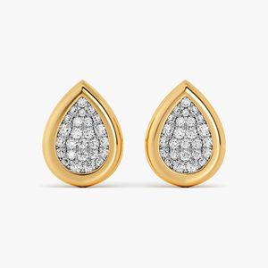 Pendientes de Oro Amarillo de 14K con Diamantes Cultivados en Laboratorio, Corte Brillante Redondo, Diseño de Racimo, de Lujo - Product Image 2