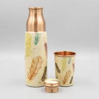 Carafe à eau en cuivre martelé avec ensemble de gobelets en cuivre, service à eau de chevet en cuivre pur, ensemble cadeau de vaisselle ayurvédique