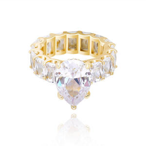 Best Quality Unisex Luxury <b>Cocktail</b> <b>Ring</b> 925 Silver Zircon Pave Setting <b>Gold</b> Heart Shape Hip Hop Style Everyday Wear India - Product Image 1