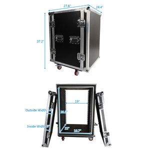 Sistema di Attrezzature per Palcoscenico, Cabinet DJ a Doppia Porta 19" 16U, Nero e Argento - Product Image 3