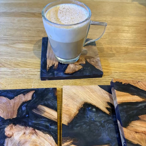 <b>Top</b> Trending Handmade Wood <b>Resin</b> and Ink Coasters Set of 4 with Customizable Design for Home Decoration and Multipurpose Use - Product Image 1