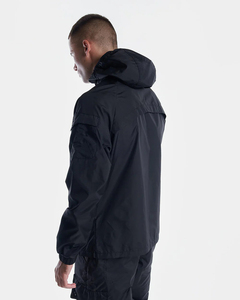 Custom Logo <b>Black</b> Latest Zipper Waterproof Breathable <b>Windbreaker</b> Elastic Cuff Mesh Lining Hooded Men's 2-In-1 Lightweight - Product Image 3