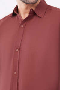 <b>Mens</b> Full Sleeve Cotton <b>Shirt</b> Regular Fit <b>Red</b> Solid Classic Button Down <b>Shirt</b> Breathable Lightweight Summer Wear Spread Collar - Product Image 4