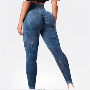 Leggings sin costuras para mujer, pantalones de yoga, leggings de fitness con efecto push-up, cintura alta, fruncidos, ajustados, para gimnasio. - Product Image 3