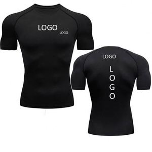 เสื้อยืดปี 2027 สกรีนโลโก้ได้ เสื้อรัดรูปออกกำลังกาย แห้งเร็ว เสื้อกีฬาบีบอัดสำหรับผู้ชาย ผลิตโดย SBUN INTERNATIONAL - Product Image 1