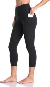 GYM PEOPLE Pantalon de yoga épais taille haute longueur genou en polyamide avec poches, effet ventre plat, extensible dans les quatre sens, pour entraînement et course à pied - Product Image 6