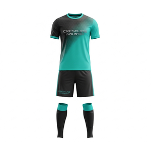 Conjunto de Camiseta y Pantalones Cortos de Fútbol Crestline Industry para Hombre, Cuello Redondo, Sublimado, Absorbente de Humedad, Uniforme Deportivo, Color Degradado - Product Image 1