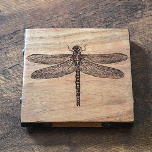 Handcrafted Acacia Wood Coaster <b>Set</b> | Quiet Luxury Sculptural <b>Desk</b> Decor | Rustic Wooden Coasters - Custom Engraved - <b>Set</b> - Product Image 4