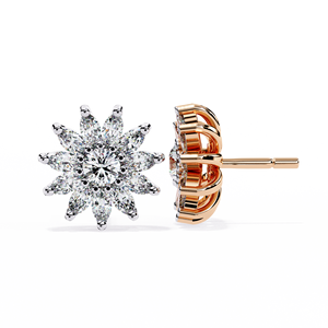 Aries Jewel Classic Design Mix Cut Lab Grown Diamond 14K Gold IGI Certified <b>Earring</b> <b>Tops</b> for Gift Party & Anniversary - Product Image 2