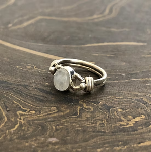 Vintage Style Double Layer Band Gemstone <b>Ring</b> with Moonstone Jewelry for Everyday Wear - Product Image 2