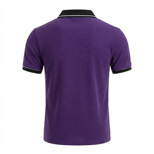 Camiseta de Golf Casual Personalizada para Hombre, Color Morado, Manga Corta, 100% Poliéster, Antiarrugas, Logotipo Frontal Impreso por Transferencia de Calor, Color Negro - Product Image 4