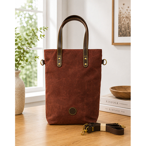 Vintage <b>Canvas</b> Tote <b>Bag</b> with PU Leather Handles <b>Large</b> Reusable Shopping Shoulder <b>Bag</b> Printed Cotton <b>Canvas</b> Handbag for Daily USE - Product Image 3
