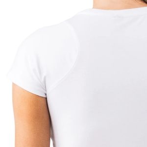 T-shirt court blanc à manches courtes pour femme, idéal pour la gym, le fitness, le yoga, l'entraînement, le sport, respirant et performant - Product Image 3