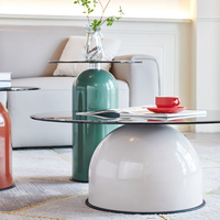 Table basse de luxe moderne minimaliste, ensemble de tables basses rondes en verre haut de gamme au design minimaliste moderne avec table d'appoint