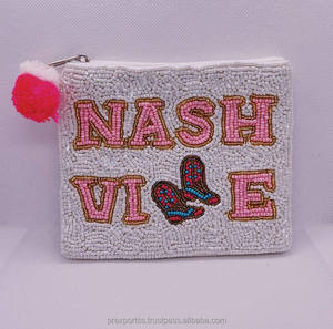 Monedero de cuentas con diseño de botella de vino, bordado a mano, con cremallera, tipo clutch, personalizado, para fiestas, gran capacidad, suave, color rosa. - Product Image 2