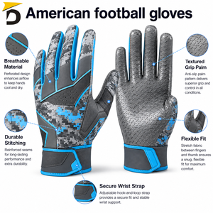 Guantes de Receptor de Fútbol Americano de Cuero, Transpirables, Ligeros, con Tecnología de Agarre para Mayor Confianza en las Recepciones - Product Image 6