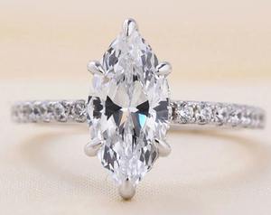 Anillo de Compromiso de Plata de Ley 925 con Diamante Moissanite en Forma de Marquesa, Hermoso Anillo Personalizado y Otra Joyería de Diamantes - Product Image 3