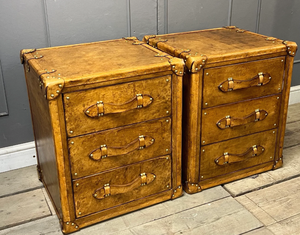 Commode à tiroirs vintage en cuir, coffre de rangement en bois, table de chevet, valise antique, meuble de décoration intérieure, ensemble de tiroirs de luxe - Product Image 3
