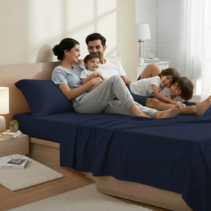 Durable <b>Navy</b> Blue Microfiber Bedsheet with Matching <b>Pillow</b> Covers | Wrinkle Free Easy Wash Fabric | Solid Color Set | 2026 - Product Image 2