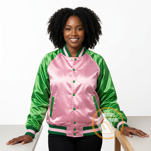 Customized Alpha | Kapa Sorority Satin Embroidered Quilted Autumn Breathable Varsity <b>Jacket</b> for Women - Product Image 4