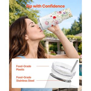 Set di 8 Tazze Termiche da 40 Oz per Sublimazione con Manico, Coperchi e Cannucce in Acciaio Inossidabile per Palestra e Sport - Product Image 4
