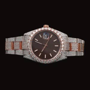 Reloj de Cuarzo con Diamantes Moissanite de Moda a Precio de Mayoreo, Reloj de Hombre Totalmente Cubierto de Plata 925 con Esfera de Cristal, Estilo Hip Hop, Edición Limitada, Fecha Automática - Product Image 1