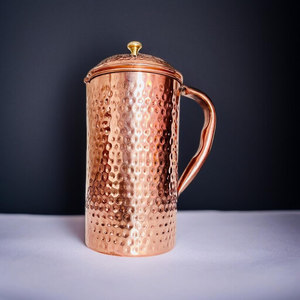 Handmade Hammered Copper Water <b>Jug</b> with Lid Premium Beverage Pitcher for Home Hotel Restaurant Party - Product Image 4