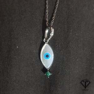 Collier pendentif œil en diamant pavé, bijoux en argent sterling 925 - Product Image 3