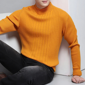 Suéter de Cuello Alto Acanalado para Hombre, Color Sólido, Manga Larga, Tejido de Punto, para Otoño, 100% Acrílico - Product Image 4