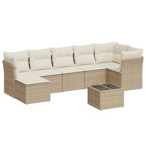 Set divano da giardino in Rattan bianco crema Beige 8 pezzi - Product Image 2